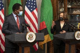 Vice President Kamala Harris meets Hakainde Hichilema of Zambia.