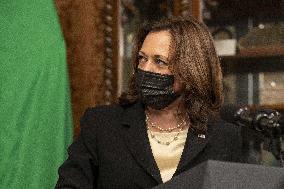 Vice President Kamala Harris meets Hakainde Hichilema of Zambia.