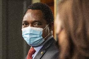 Vice President Kamala Harris meets Hakainde Hichilema of Zambia.