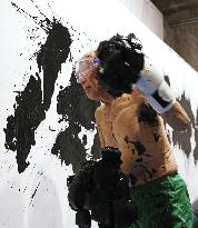 Boxing painting by Neo-Dadaist artist Shinohara