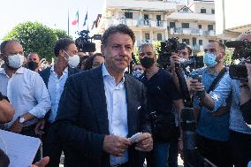 Giuseppe Conte During Regional Electoral Campaign - Italy