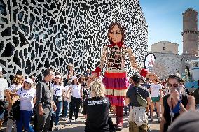 The Petite Amal Puppet Arrives In Marseille - France