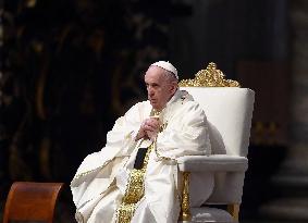 Pope Francis Leads A Mass For The Council Of European Bishops' Conferences