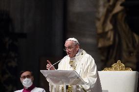 Pope Francis Leads A Mass For The Council Of European Bishops' Conferences