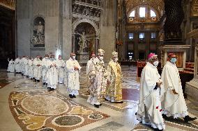 Pope Francis Leads A Mass For The Council Of European Bishops' Conferences