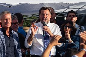 Matteo Salvini During Electoral Campaign For Regional Election - Italy