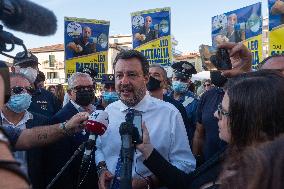 Matteo Salvini During Electoral Campaign For Regional Election - Italy