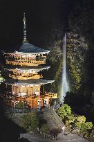 Nachi Falls lit up in western Japan