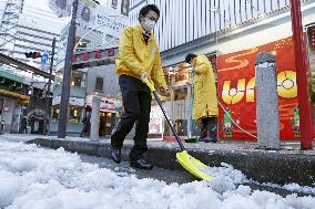 Day after snowfall in Tokyo