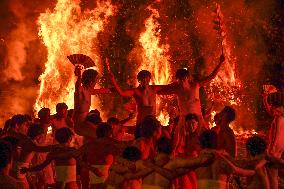 Fire festival at Japanese shrine