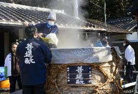 Sake festival at western Japan temple