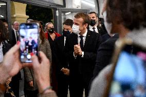 French President Emmanuel Macron at Le Cloitre - Marseille