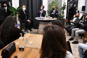 French President Emmanuel Macron at Le Cloitre - Marseille