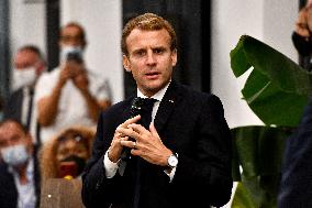 French President Emmanuel Macron at Le Cloitre - Marseille