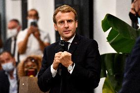 French President Emmanuel Macron at Le Cloitre - Marseille