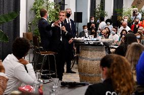 French President Emmanuel Macron at Le Cloitre - Marseille