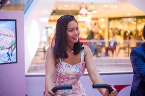 Vaimalama Chaves Miss France 2019 For Operation Pink Wire At The Opening Of Beaugrenelle