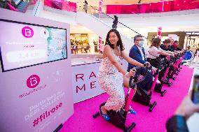 Vaimalama Chaves Miss France 2019 For Operation Pink Wire At The Opening Of Beaugrenelle