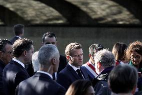 French president Emmanuel Macron 60th anniversary of 17 October 1961 - Colombes