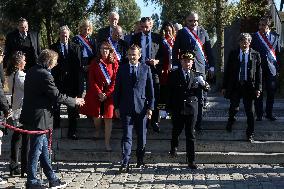 French president Emmanuel Macron 60th anniversary of 17 October 1961 - Colombes