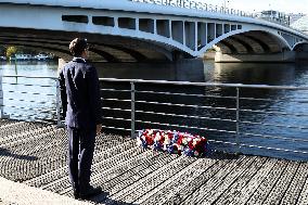 French president Emmanuel Macron 60th anniversary of 17 October 1961 - Colombes