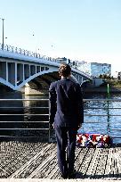 French president Emmanuel Macron 60th anniversary of 17 October 1961 - Colombes