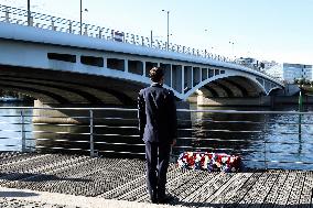 French president Emmanuel Macron 60th anniversary of 17 October 1961 - Colombes