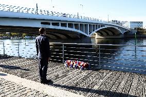 French president Emmanuel Macron 60th anniversary of 17 October 1961 - Colombes