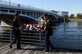 French president Emmanuel Macron 60th anniversary of 17 October 1961 - Colombes