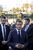 French president Emmanuel Macron 60th anniversary of 17 October 1961 - Colombes