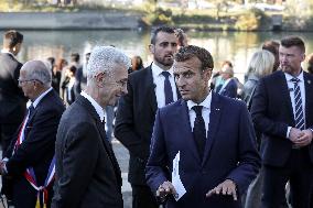 French president Emmanuel Macron 60th anniversary of 17 October 1961 - Colombes