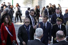 French president Emmanuel Macron 60th anniversary of 17 October 1961 - Colombes