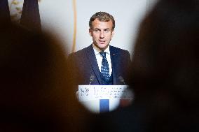 President Macron Speaks On The Eve Of Contemporary Art Fair's Opening - Paris