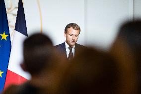 President Macron Speaks On The Eve Of Contemporary Art Fair's Opening - Paris