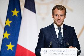 President Macron Speaks On The Eve Of Contemporary Art Fair's Opening - Paris