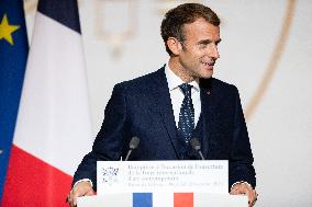 President Macron Speaks On The Eve Of Contemporary Art Fair's Opening - Paris