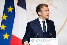 President Macron Speaks On The Eve Of Contemporary Art Fair's Opening - Paris