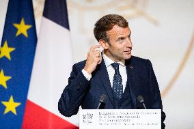 President Macron Speaks On The Eve Of Contemporary Art Fair's Opening - Paris