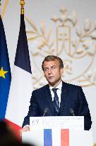 President Macron Speaks On The Eve Of Contemporary Art Fair's Opening - Paris