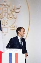 President Macron Speaks On The Eve Of Contemporary Art Fair's Opening - Paris