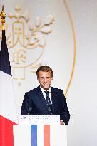 President Macron Speaks On The Eve Of Contemporary Art Fair's Opening - Paris