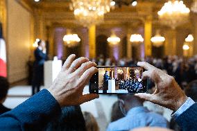 President Macron Speaks On The Eve Of Contemporary Art Fair's Opening - Paris