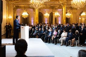 President Macron Speaks On The Eve Of Contemporary Art Fair's Opening - Paris