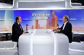 Former President Francois Hollande Appears On RMC/BFMTV - Paris