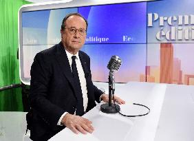 Former President Francois Hollande Appears On RMC/BFMTV - Paris