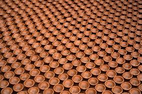 Indian Potter Makes Earthen Lamps for Diwali festival in Ajmer - Rajasthan