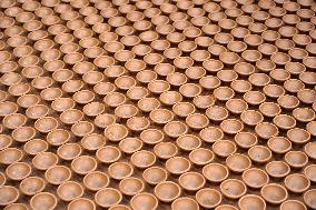Indian Potter Makes Earthen Lamps for Diwali festival in Ajmer - Rajasthan