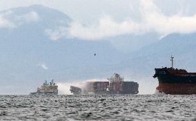 Fire Burns Aboard Container Ship Off British Columbia - Canada