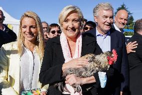 Marine Le Pen Visit To A Market In Gironde