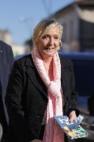 Marine Le Pen Visit To A Market In Gironde